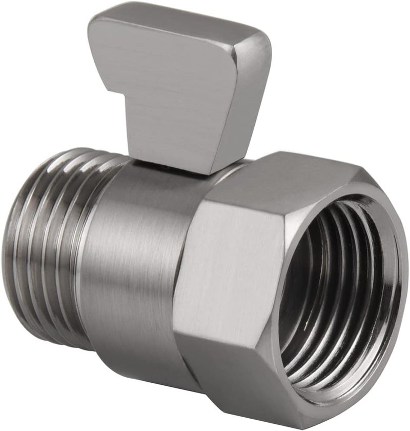 hsmhose Shower Shut Off Valve, Shower Flow Control Valve,Soild Brass Flow Pressure Regulator for Handheld Shower Head G1/2 Brushed Nickel - Image 1