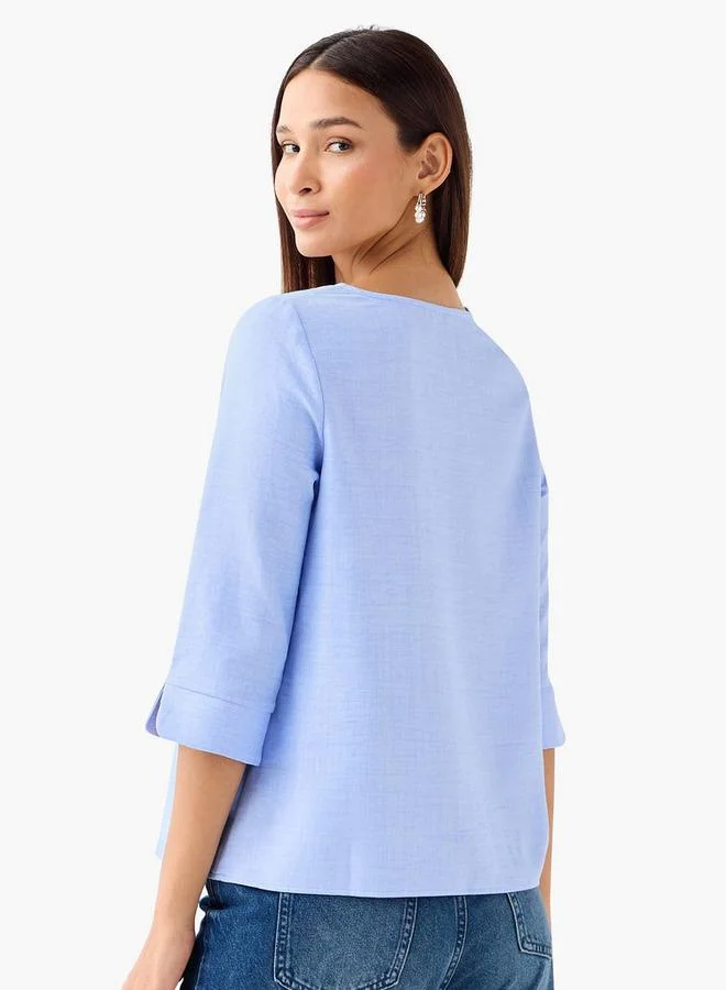 Splash FAV  Button Applique Top with V-neck for Women | Best Price UAE