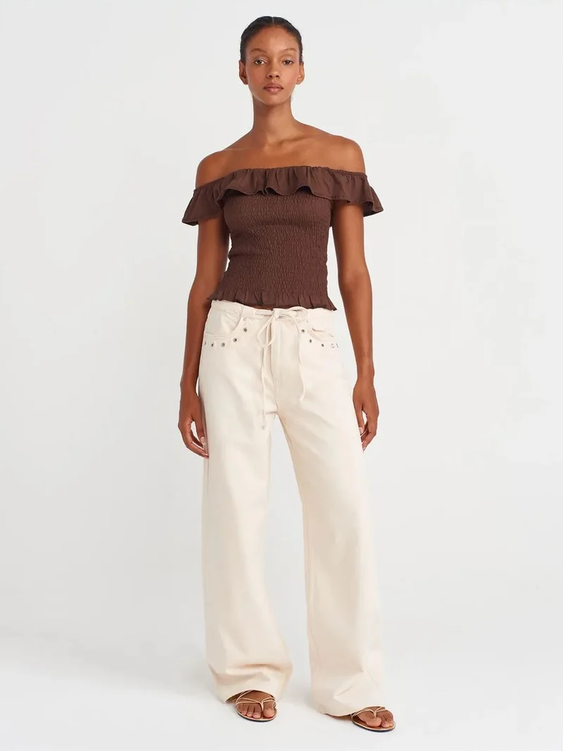 Dilvin Dilvin Mid-Waist Wide-Leg Cotton Denim Jeans