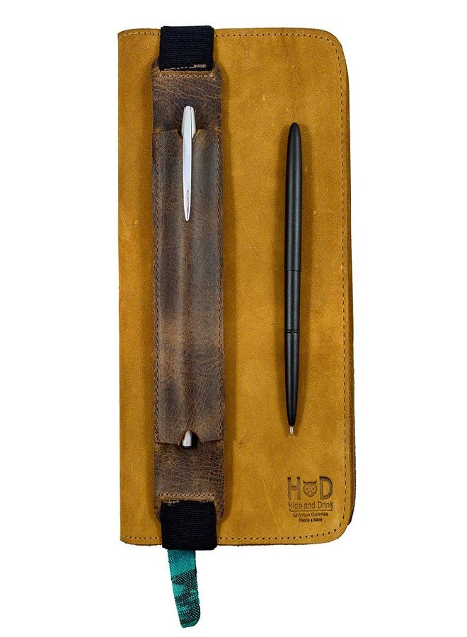 Hide & Drink, Leather Pen Case w/Elastic Band, Fits (8.25 to 9.5 in). Tall Notebooks/Pencil Sleeve/Pen Pouch/Pen Holster, Handmade :: Bourbon Brown - Image 2