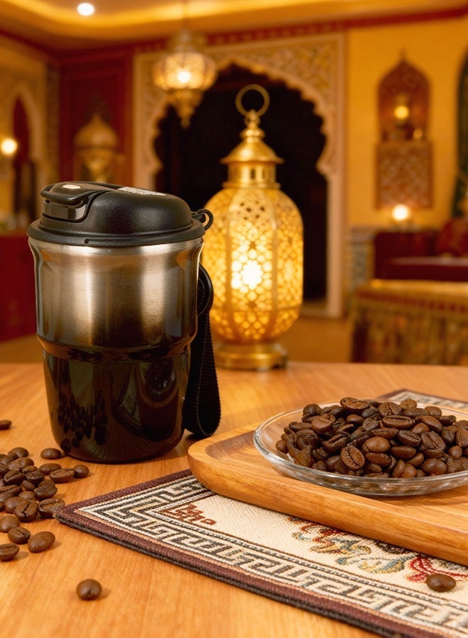 Aijmil كوب قهوة للسفر سعة 350 مل - غطاء معزول مانع للتسرب، زجاجة ترمس قهوة متينة وطويلة الأمد مع غطاء، كوب قهوة ترمس مبطن من الفولاذ المقاوم للصدأ 316، كوب سفر معزول وتخزين بارد، كوب ماء محمول - Image 3