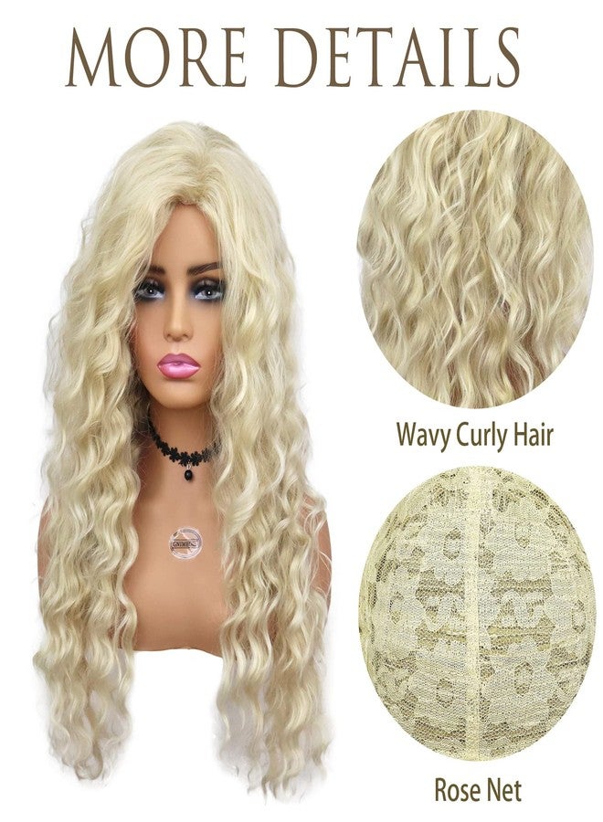 GNIMEGIL 26 Inch Long Blonde Curly Wigs for Women Golden Wig Wavy Synthetic Wig Heat Resistant Looking Natural Hair Halloween Costume for Girls Cosplay - Image 5