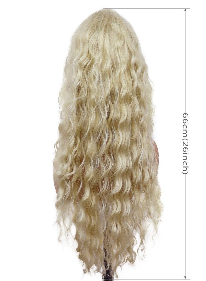 GNIMEGIL 26 Inch Long Blonde Curly Wigs for Women Golden Wig Wavy Synthetic Wig Heat Resistant Looking Natural Hair Halloween Costume for Girls Cosplay - Image 4