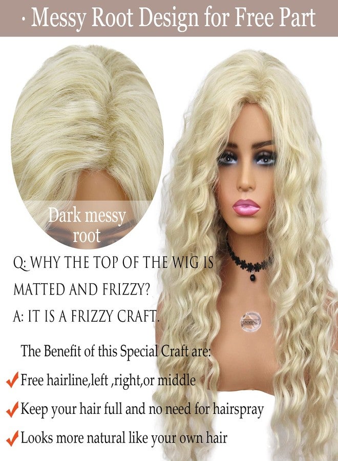 GNIMEGIL 26 Inch Long Blonde Curly Wigs for Women Golden Wig Wavy Synthetic Wig Heat Resistant Looking Natural Hair Halloween Costume for Girls Cosplay - Image 2