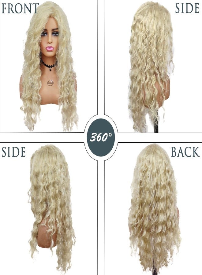 GNIMEGIL 26 Inch Long Blonde Curly Wigs for Women Golden Wig Wavy Synthetic Wig Heat Resistant Looking Natural Hair Halloween Costume for Girls Cosplay - Image 3
