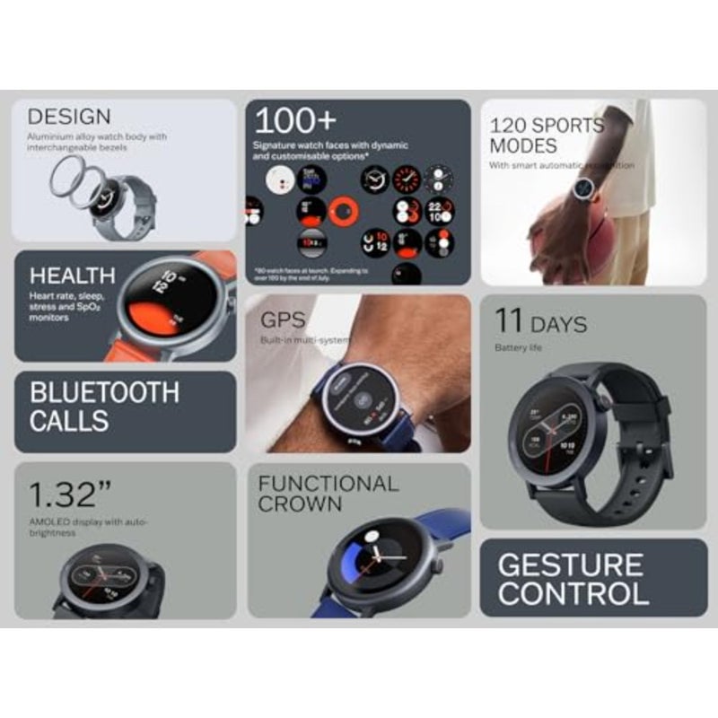Watch Pro 2, 1.32" AMOLED Display, Built-in multi-system GPS, 120 Sports Modes, Smart Sleep Algorithm, Bluetooth calling with AI noise reduction, Ash Grey, Middle East Version - Image 3