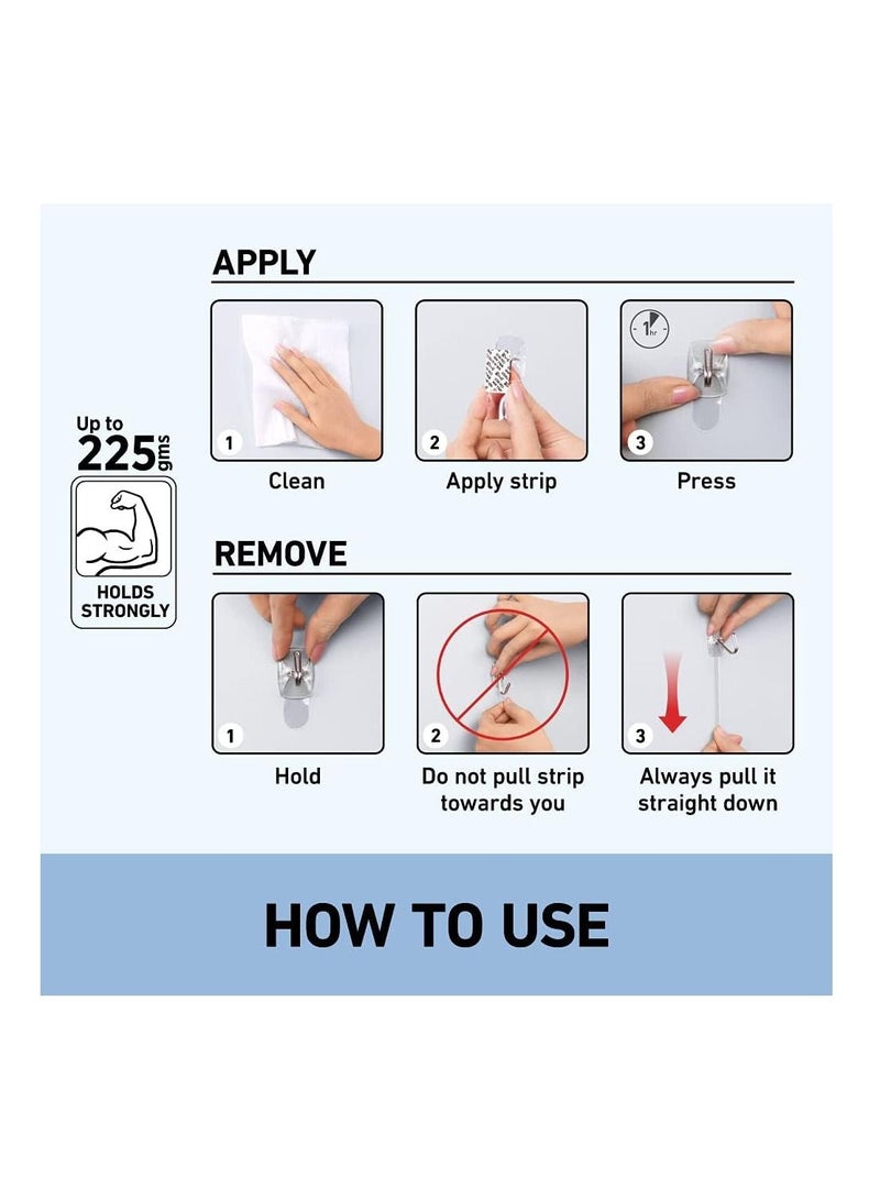 Command small wire hooks Holds 225 gr each hook  clear color, Decorate Damage-Free 3 hooks and 4 strips pack - Image 5