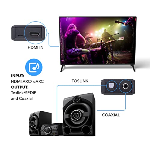 OREI eARC/ARC HDMI to Optical/Coaxial Audio Extractor, - Supports Dolby 5.1 Channel, DTS 5.1, LPCM 2.0 Channel HDTV Soundbar Speaker Amplifier (DA41) - Image 2