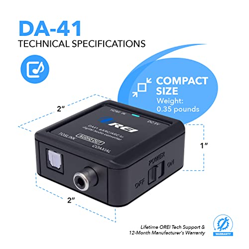 OREI eARC/ARC HDMI to Optical/Coaxial Audio Extractor, - Supports Dolby 5.1 Channel, DTS 5.1, LPCM 2.0 Channel HDTV Soundbar Speaker Amplifier (DA41) - Image 5