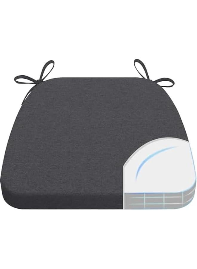 HOOKOR Chair Cushion for Dining Chairs, Memory Foam Chair Pads with Ties and Non-Slip Backing, Dining Room Seat Cushion with Machine Washable Cover, 17 X 16 Inches ﻿ (Dark Grey) - Image 1