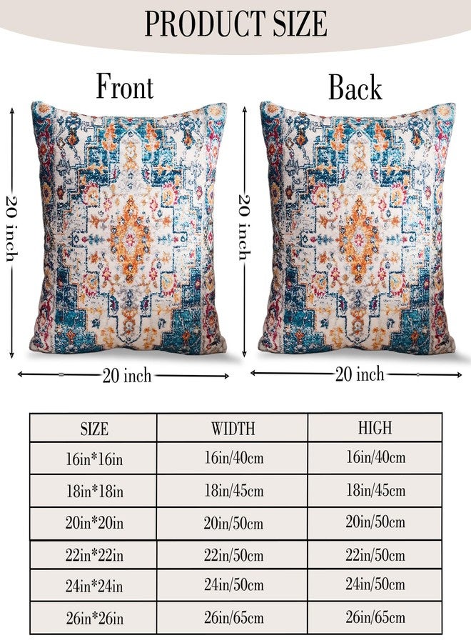 BUAEL Boho Throw Pillow Covers 20x20 inch Set of 2,Boho Vintage Carpet Pattern Antique Ethnic Decor Double Sided Pattern Cushion Cover Soft Pillow Case Living Sofa Room Bed Square Pillow Cover - Image 2