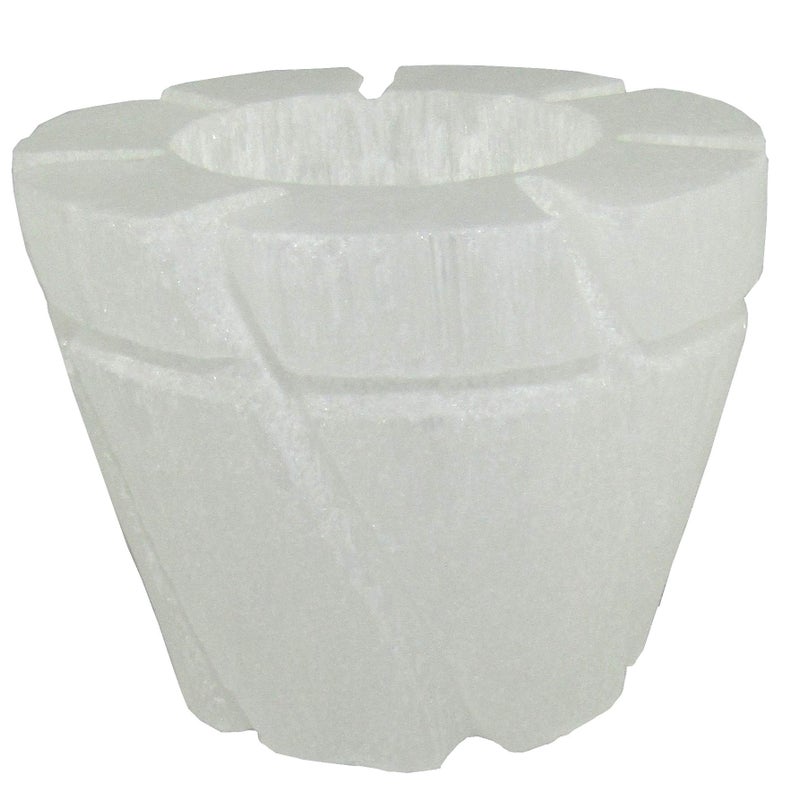CircuitOffice Selenite Flower Pot Tealight Candle Holder About 28 Across 22 Tall Charge and Cleanse Crystals