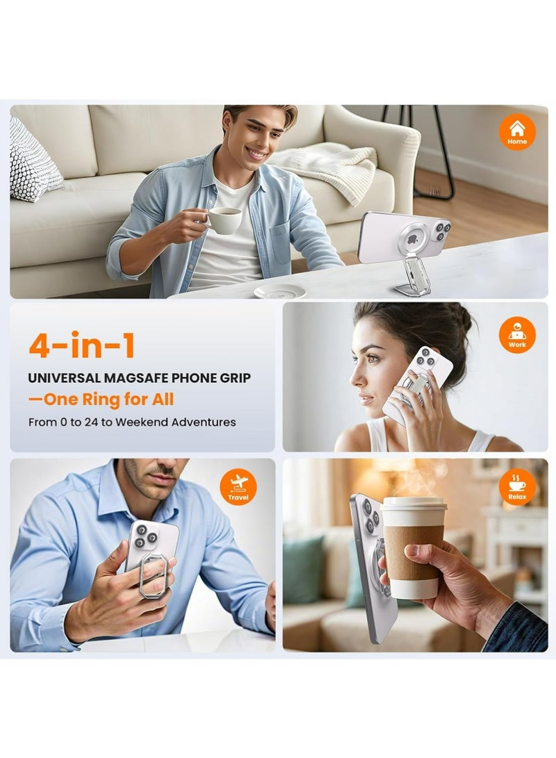 إكس ليفيل قبضة الهاتف MagSafe لـ MagSafe Kickstand متوافقة مع حلقة الإصبع الآمنة لـ Mag ، حزام حامل حلقة الهاتف 4 في 1 لـ Mag Safe iPhone 17/16/15/14/13/12 Series - Image 5