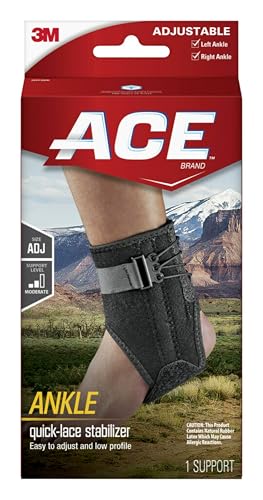 ACE Ankle Brace with Side Stabilizers, Adjustable, Black, 1/Pack - Image 1