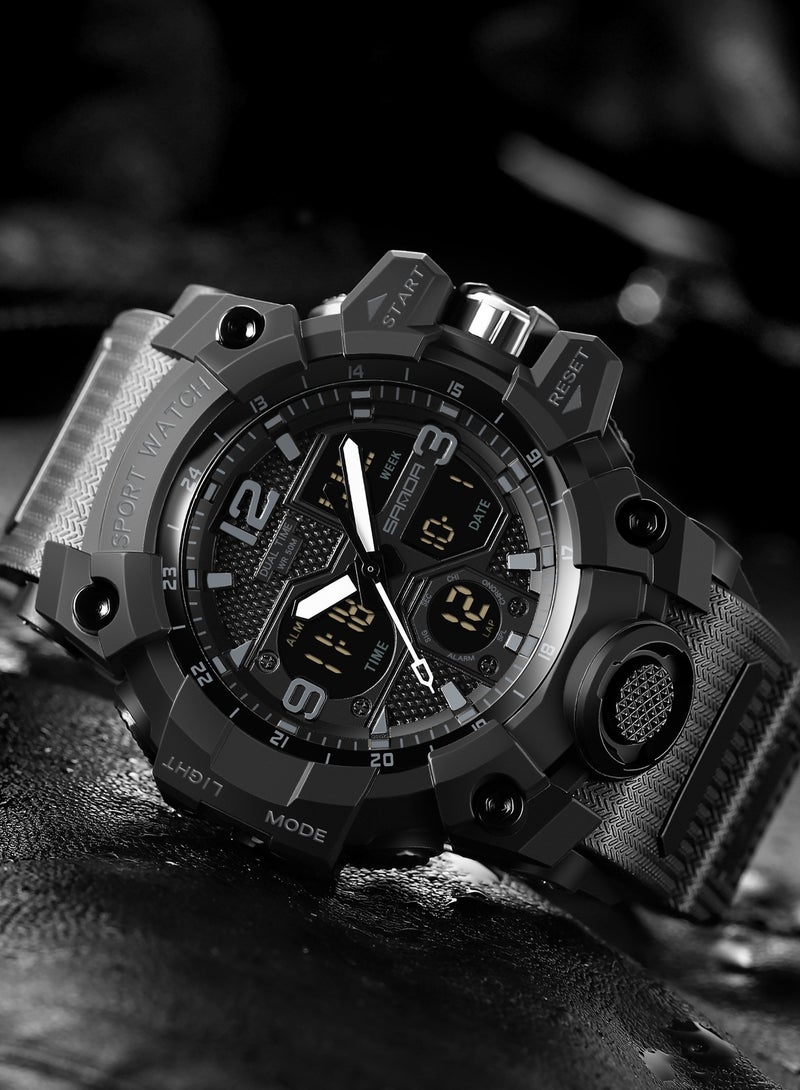 SANDA Top Brand Sports Men's Watches Quartz Watch Man Waterproof Wristwatch for Men Clock 6030 - Image 2