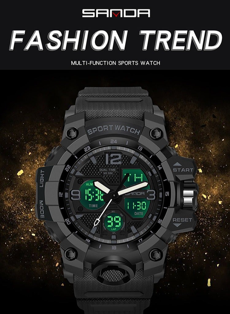 SANDA Top Brand Sports Men's Watches Quartz Watch Man Waterproof Wristwatch for Men Clock 6030 - Image 4