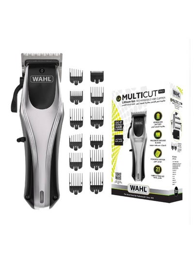 WAHL Multi Cut Pro Lithium Ion Rechargeable Hair Clipper Kit Silver/Black 0.6kg