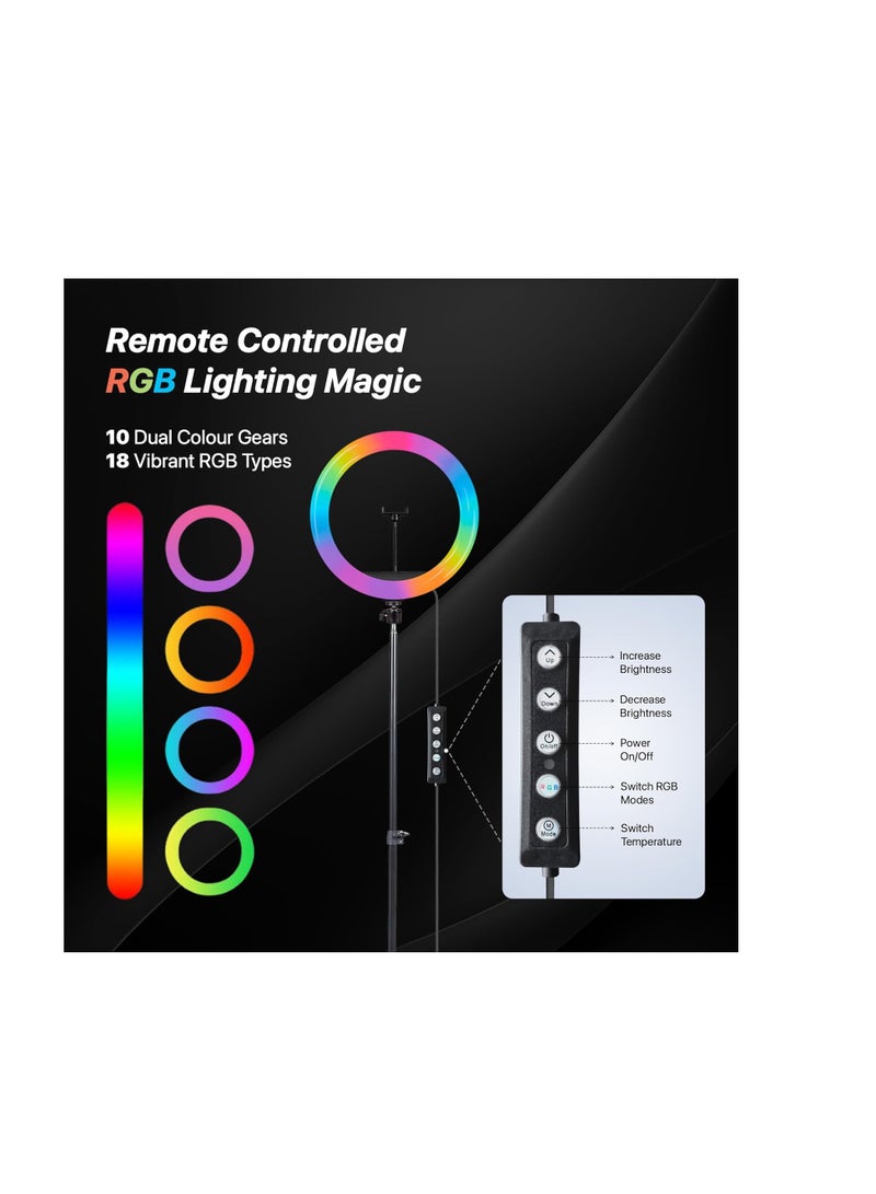 "16-inch LED RGB Ring Light without Tripod | 28+ Color Modes for YouTube, Photography, Video Recording, Live Streaming, Makeup & More | Compatible with iPhone/Android and Cameras"  - Image 4