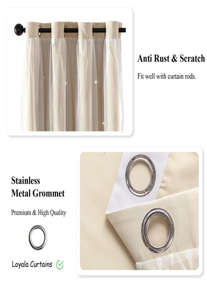Loyala Stars Double Layer Blackout Curtains for Bedroom - Kids Cute Curtains, 84 Inches Long 1 Panel, Beige, 52 X 84 Inches - Image 4