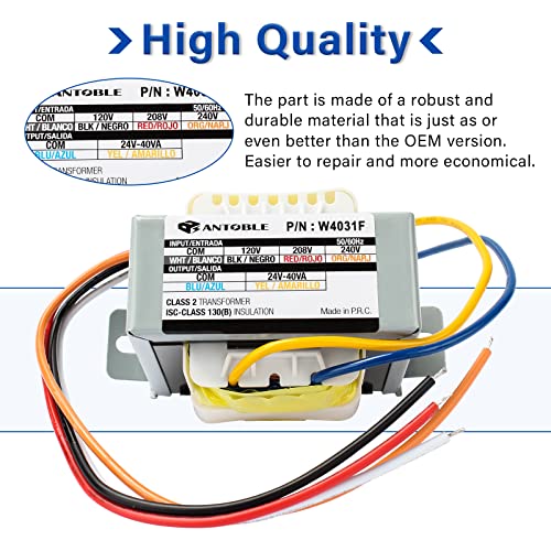 ANTOBLE 40VA Control Transformer Primary 120, 208, 240V Secondary 24V AC HVAC Heater Furnace Transformer Multi Tap Class 2 Control with Foot Mount Replacement Part for Jard 4031F Packard 42440 - Image 4