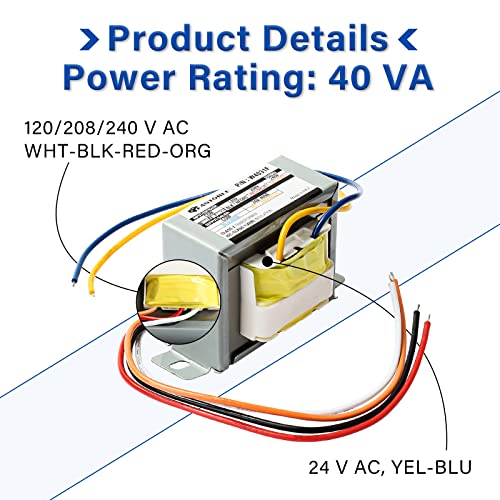 ANTOBLE 40VA Control Transformer Primary 120, 208, 240V Secondary 24V AC HVAC Heater Furnace Transformer Multi Tap Class 2 Control with Foot Mount Replacement Part for Jard 4031F Packard 42440 - Image 3