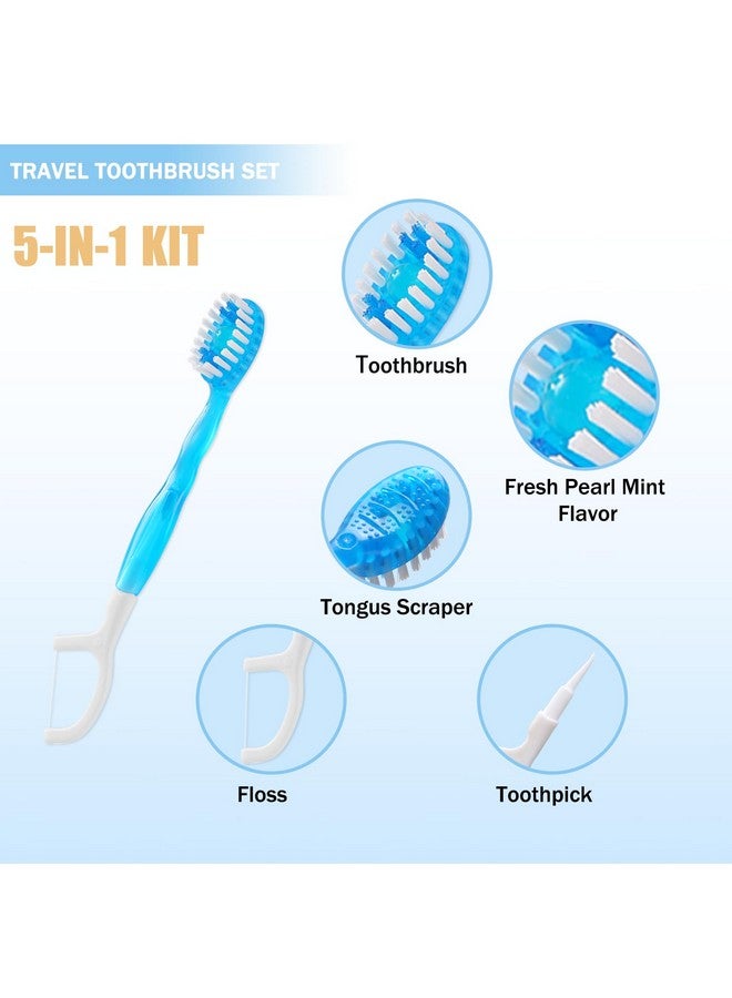 20 Individually Packaged Disposable Travel toothbrushes with Toothpaste, 5-in-1 Convenient Mini Disposable Toothbrush (Toothbrush + Toothpaste + Tongue Scraper + Dental Floss + Pick) - Image 2