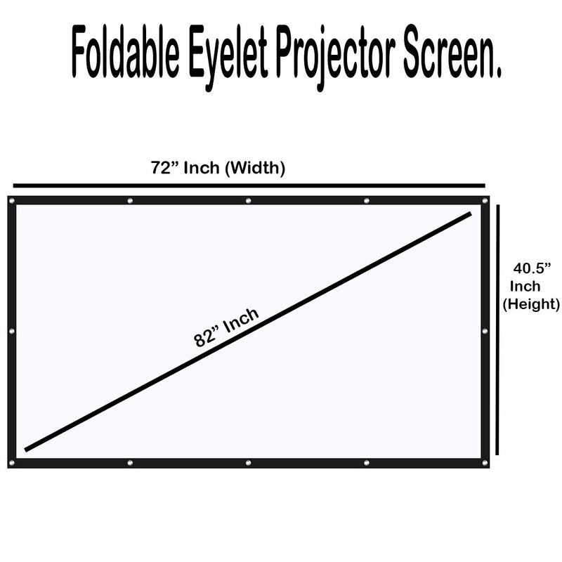MOIZ 82" Inch Projector Screen Upgraded inch 16:9 HD Portable Eyelet Screen Premium Indoor Outdoor Anti-Crease Projection (72" Inch (W) x 40.5" Inch (H) - 82" Inch Diagonal) - Image 2
