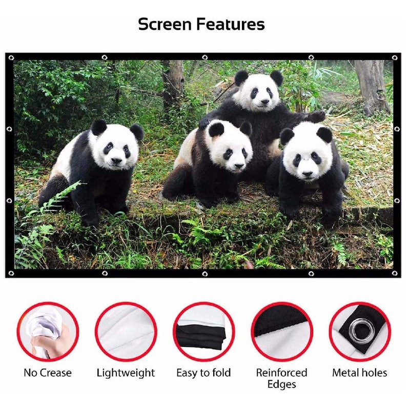 MOIZ 82" Inch Projector Screen Upgraded inch 16:9 HD Portable Eyelet Screen Premium Indoor Outdoor Anti-Crease Projection (72" Inch (W) x 40.5" Inch (H) - 82" Inch Diagonal) - Image 4