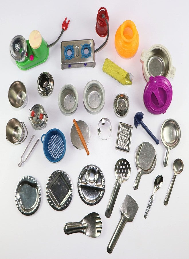 Miniature Kitchen Set, Mini Grinder Set for Kids, Choppu Jaman, Stainless Steel Kitchen Set for Girls, Miniature Cooking Set (Pack-28) - Image 2