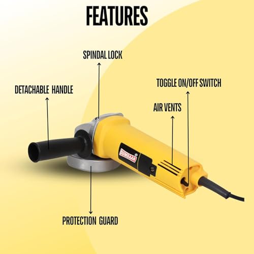 Inditrust Dumdaar 1pc DM 950W Electric angle grinder machine with Flap 2pc wheel set (Yellow) - Image 3