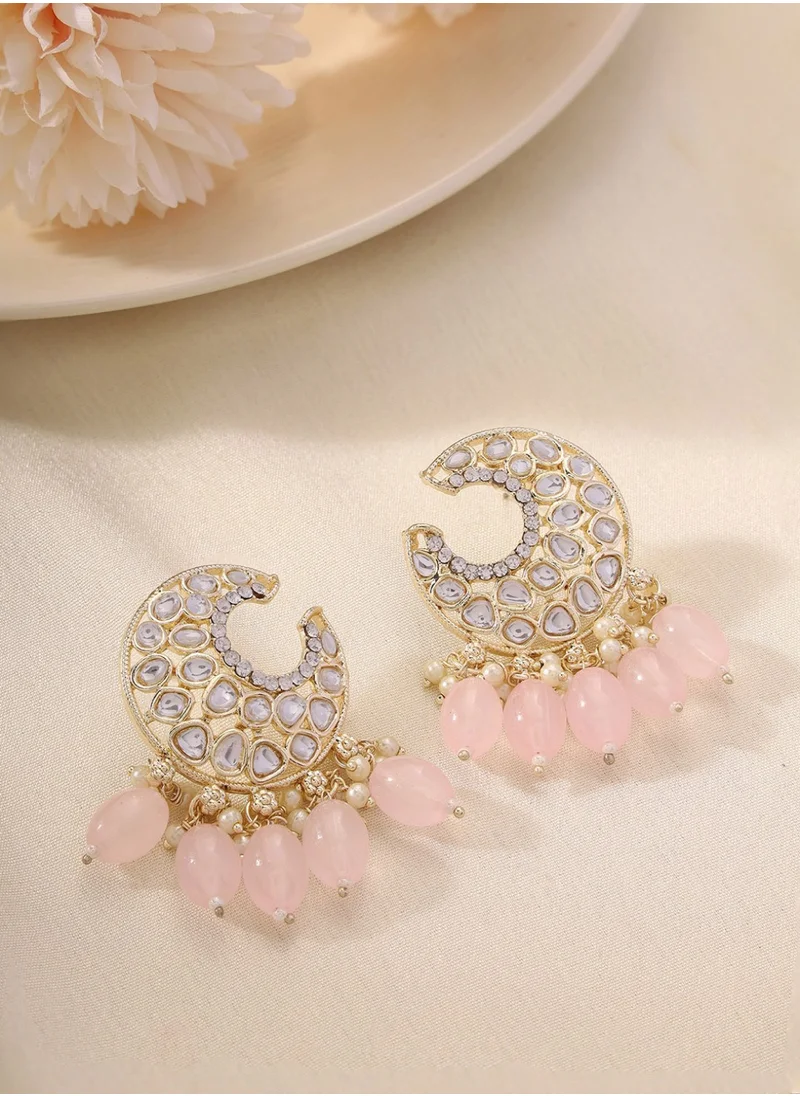 Priyaasi Kundan-Studded  Beaded Contemporary Studs Earrings