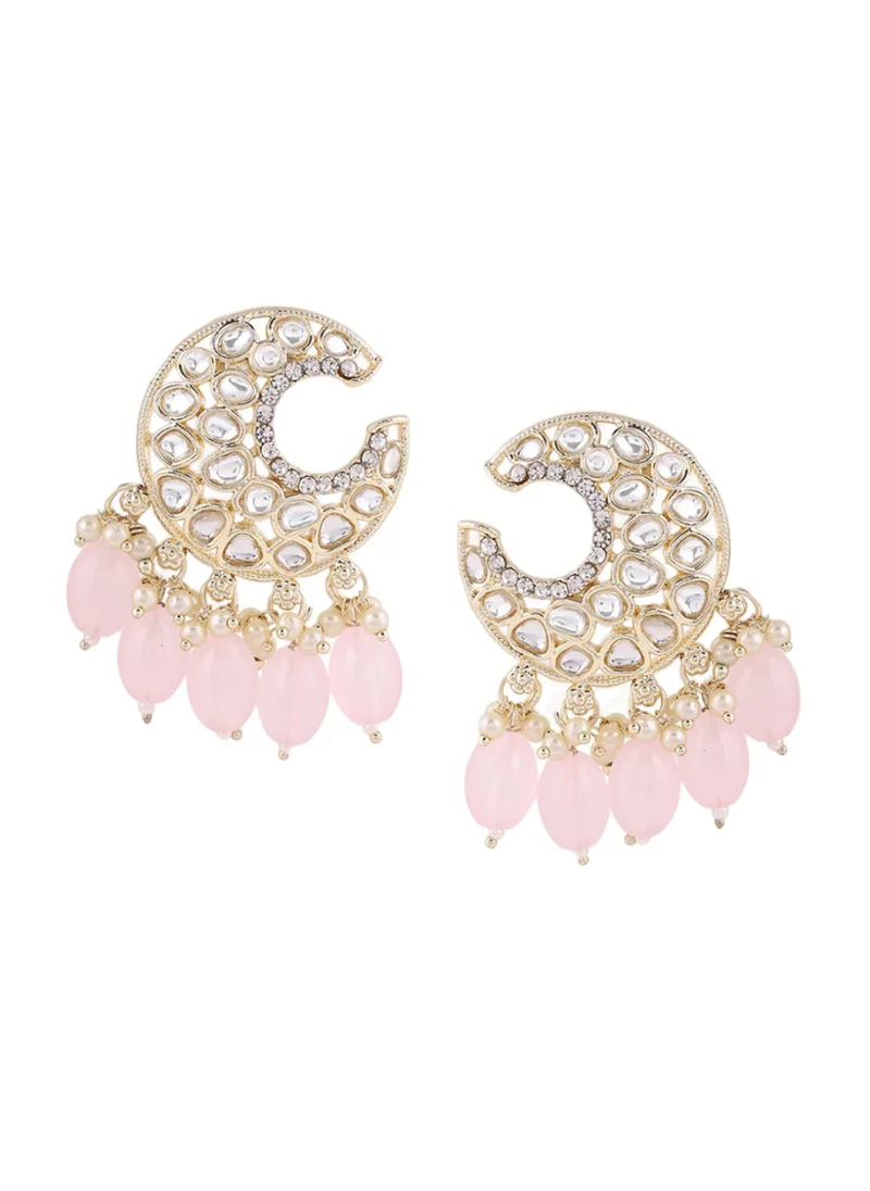 Priyaasi Kundan-Studded  Beaded Contemporary Studs Earrings