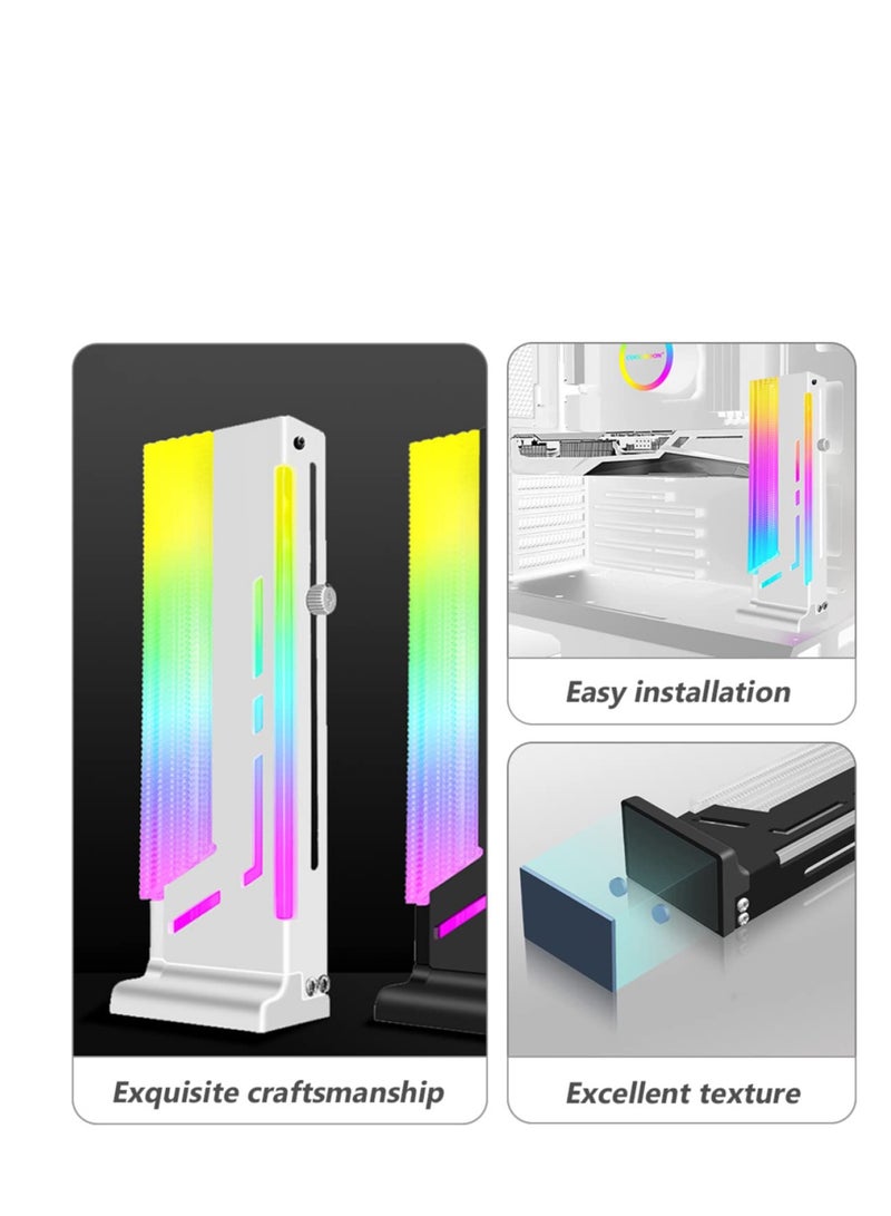 RGB GPU Support Bracket, GPU Holder, Coolmoon CM-GH2 Colorful Graphics Card, 5V 3 Pin Vertical Support, Video Bracket Frame, ARGB Sync Jack, Aluminum Alloy, White - Image 3