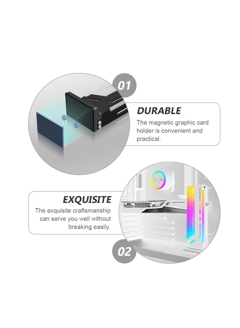 RGB GPU Support Bracket, GPU Holder, Coolmoon CM-GH2 Colorful Graphics Card, 5V 3 Pin Vertical Support, Video Bracket Frame, ARGB Sync Jack, Aluminum Alloy, White - Image 4