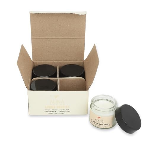 AURA DECOR Auradecor Premium Scented Candle Gift Set - French Lavender, English Rose, Night Jasmine, Vanilla Caramel - Relaxation & Aromatherapy Collection - Image 5