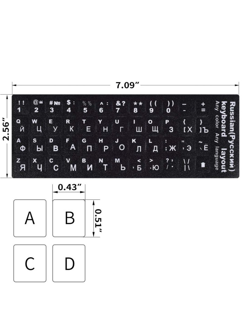 (2 Pack) Russian Keyboard Stickers, Russian-Englsih Keyboard Letters Replacement Stickers White Font Black Background for PC Computer Laptop Notebook Desktop, Cyrillic Keyboard Alphabet Stickers - Image 2