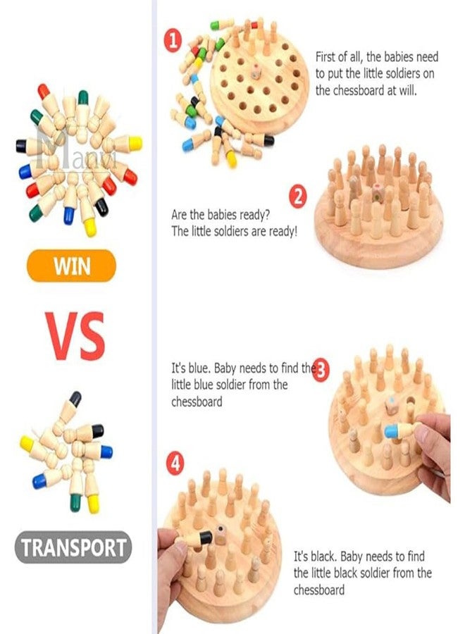 MANVI Memory Chess Game for Kids, Coloring Stick Matching Wooden Puzzles, Early Educational Brain Twister Mind Games, Multi-Players Family Chess Board Game for Kids - Image 4