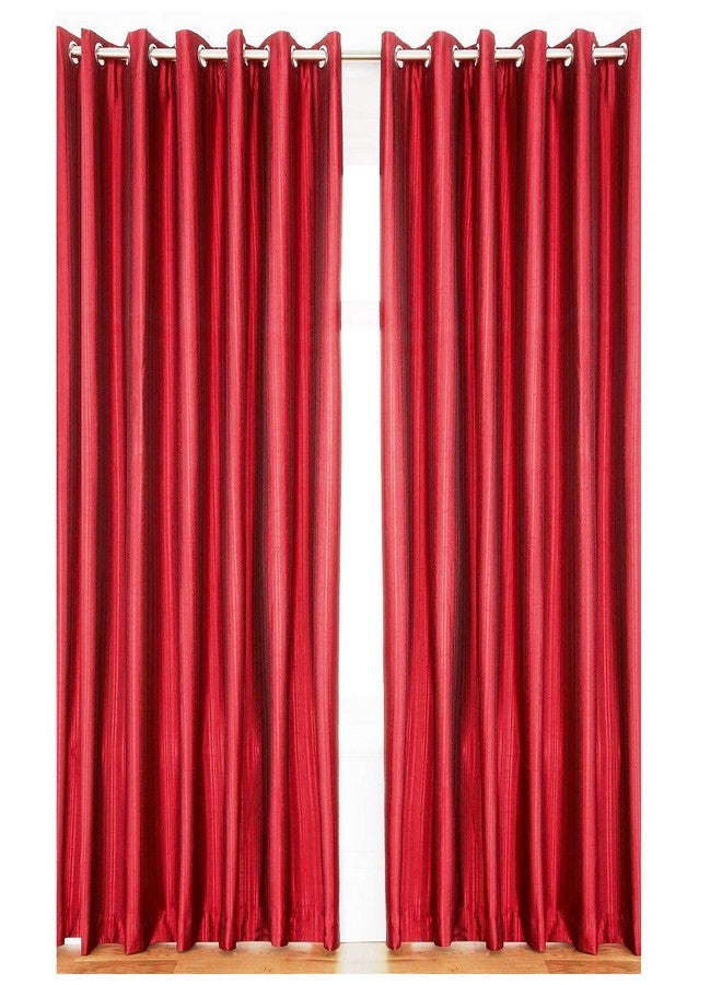 Homefab India Royal Silky Grommet Door Curtain - 7 feet, Maroon - 2 Piece - Image 1