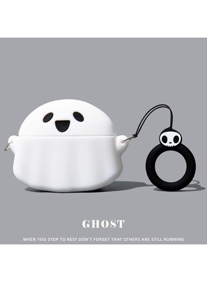 Koi Fish Headset Protective Cover For AirPodsPro2 4 Generation Apple 3 Generation Cartoon Cute Soft Shell Trendy-Color:White Ghost With Ring-Applicable Models:Airpods 3rd Generation  - Image 1