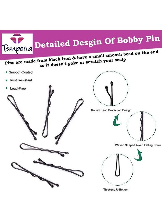 Temperia - Bobby Hair Pins For Girls & Kids (Pack Of 100) (Very Small Pins 3.5 Cm) ; Stylish Bob Hairpins For Hairstyling ; Women Hair Styling Accessories Clips (Black) - Image 1
