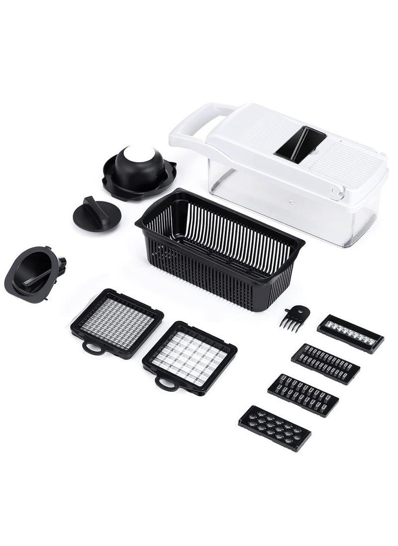 LEOKOR - 12 In 1 Veggie Chopper Slicer Cutter Food Dicer with Container Hand Guard Draining Basket - Image 1