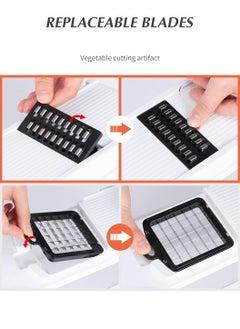 LEOKOR 12 In 1 Veggie Chopper Slicer Cutter Food Dicer with Container Hand Guard Draining Basket  - Image 4