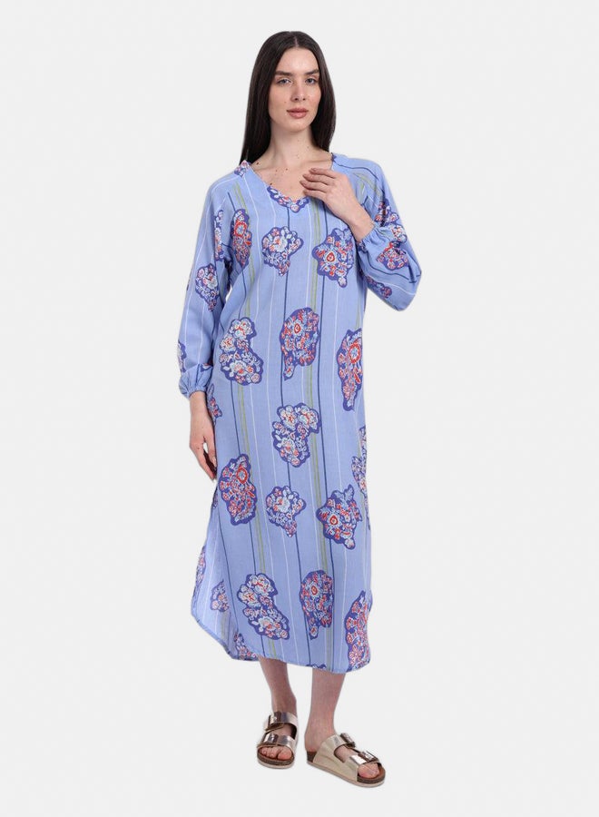 Carina Blue All Over Print Dress  - Image 5