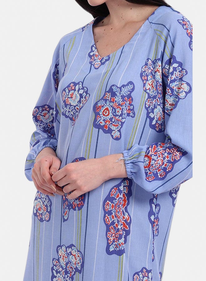 Carina Blue All Over Print Dress  - Image 4