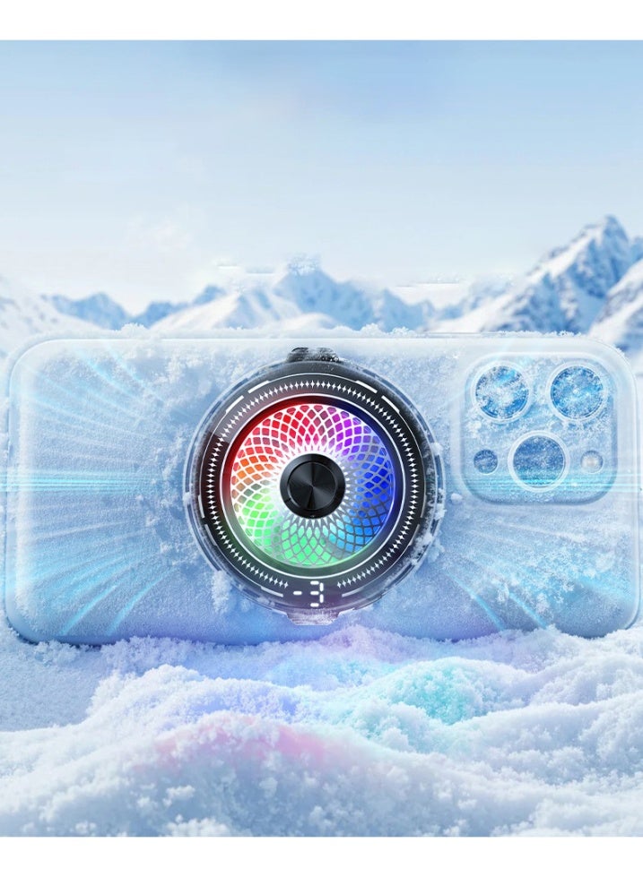 TDAO 2-in-1 Magnetic/Back Clip Type Semiconductor Phone Cooler, Silent RGB Gaming Cooler, 15W High-Power Cooling, Three-Speed Adjustable Fan Speed, with Digital Display, Portable Phone Cooling Fan, Suitable for Android and Apple Phones, Ideal for Esports/Live Streaming, Black - Image 2