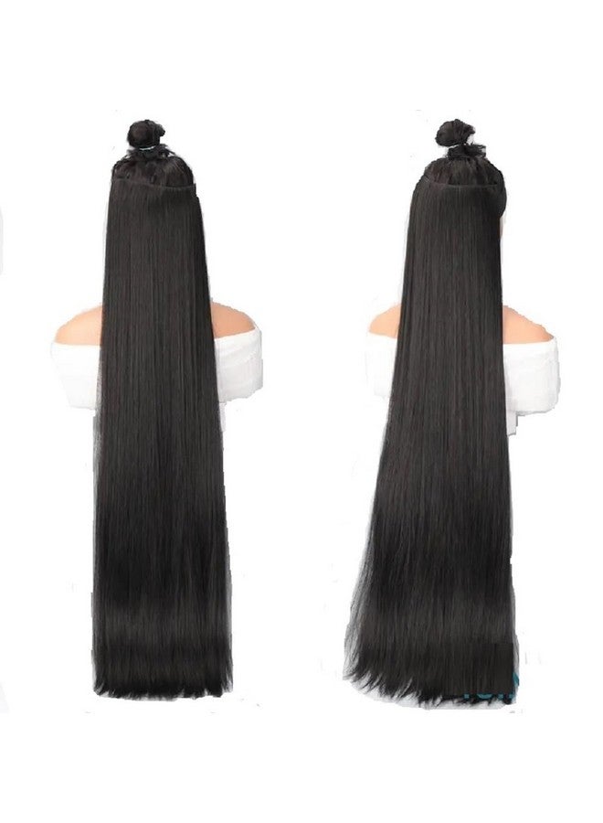 Artifice 5 Clip Super Long Straight Clip in Hair Extensions for Women Natural Soft Clip on Extensions Synthetic Thick Hairs for Any Event for Girls Hair Extension 40 inch Natural Black - Image 1