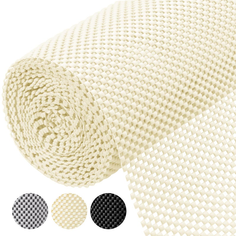 BALEINE Cabinet Liner Drawer and Shelf Liner for Kitchen Cabinets NonAdhesive NonSlip Protect Desks Cupboard Drawers Shelves Tableware 12 in x 20 Ft Beige