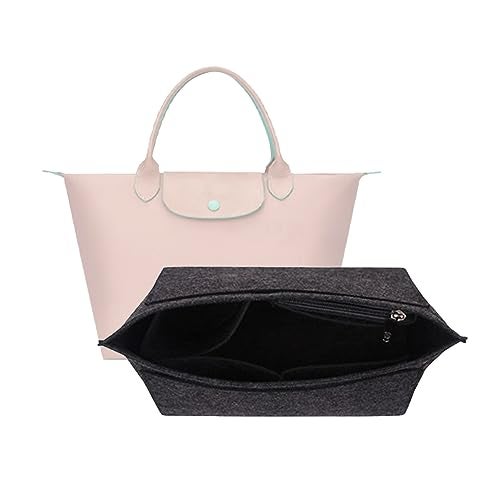D.DUO Purse Organizer, Multi-Pocket Felt Handbag Organizer, Folding Tote Bag organizer insert for Insert Wallet Organizer Suitable for Longchamp (Dark Gray, Medium) - Image 1