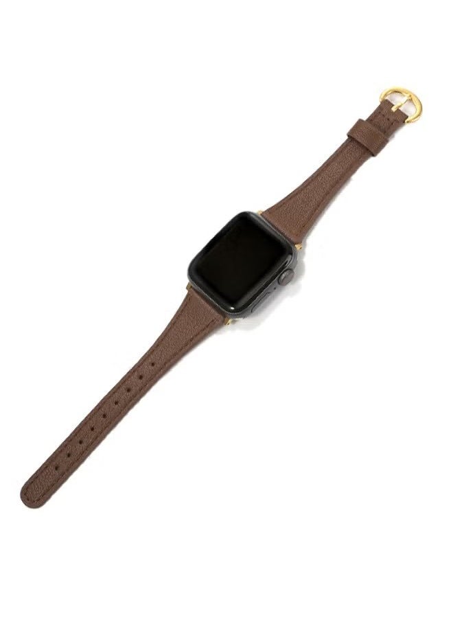 HAVEN Slim Leather Bands Compatible with Apple Watch Band 38mm/40mm/41mm, Top Grain Genuine Leather Strap for iWatch Series10 9 8 7 6 5 4 3 2 1 SE Ultra 2 - Brown - Image 4