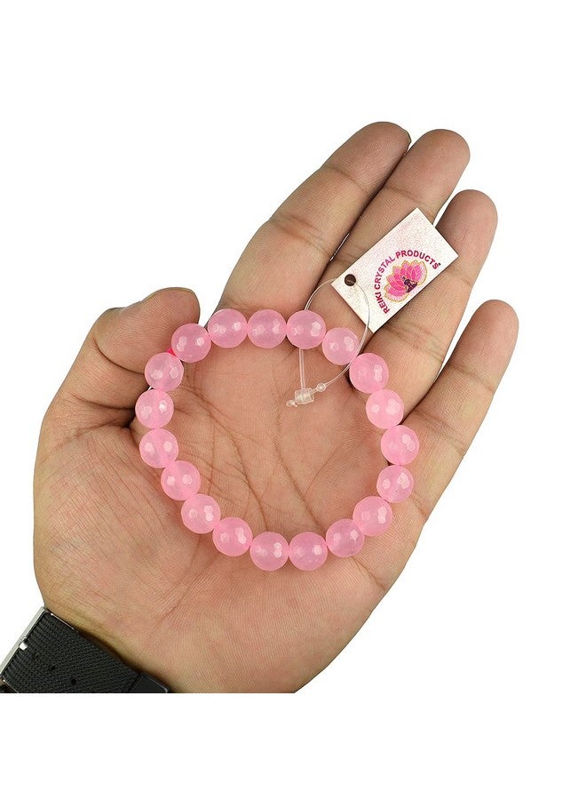 Reiki Crystal Products Unisex Adult Natural Certified Rose Quartz Bracelet Faceted Beads 10 Mm Crystal Stone Bracelet - Image 3